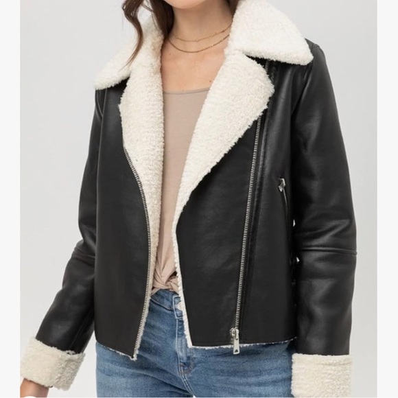 BLANKNYC Black and white leather jacket size medium - Picture 1 of 4